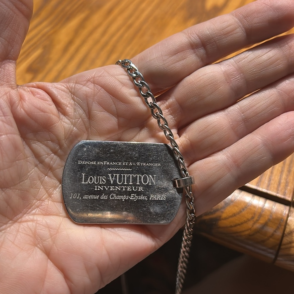 Louis Vuitton Silver Jewelry Dog Tag Necklace - Picture 5 of 8